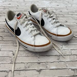 Nike youth White and Black Sneakers with Brown Accents